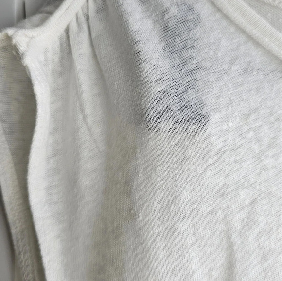 Max Studio Linen Sleevless Top Blouse Elastic Bottom Ivory size L - Picture 3 of 6